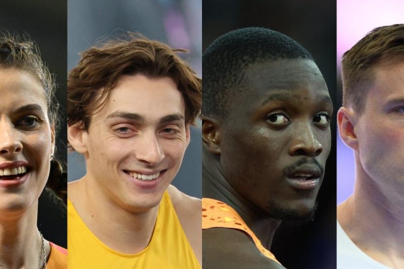Yaroslava Mahuchikh, Armand Duplantis, Letsile Tebogo et Karsten Warholm. (L'Équipe / Presse Sports)