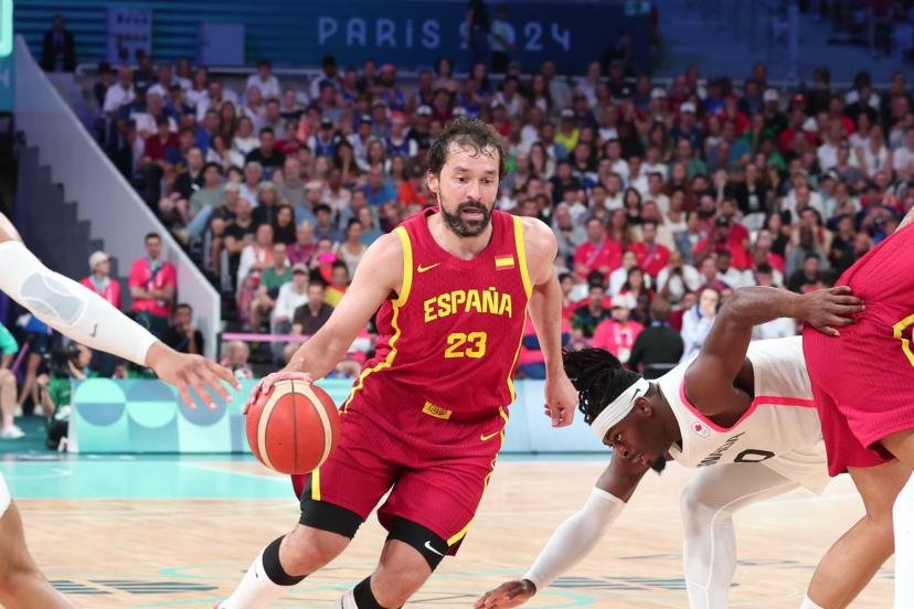 Sergio Llull avec l'Espagne contre le Canada lors des JO de Paris. (N. Luttiau/L'Équipe)