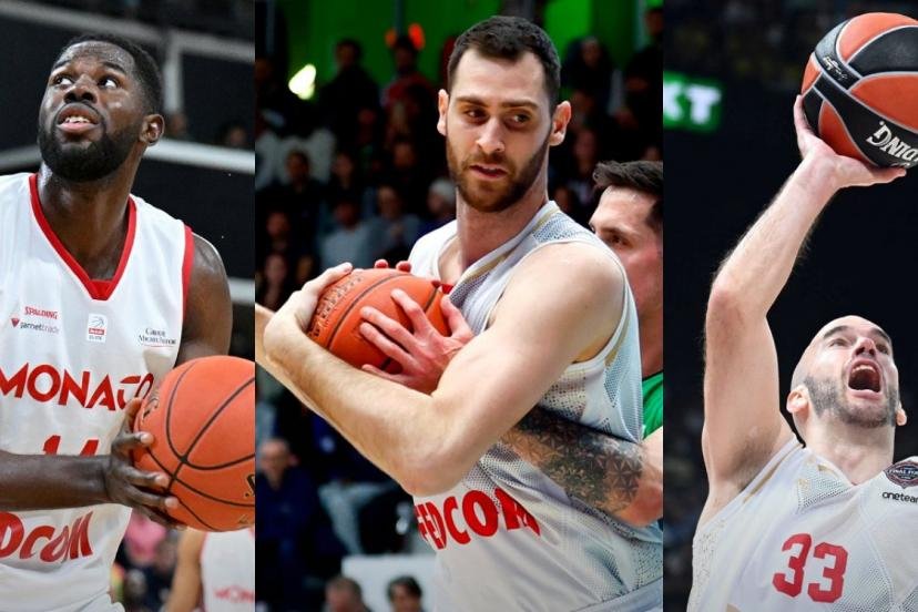 Jaiteh, Papagiannis et Calathes, en difficulté ces derniers mois, ont joué un rôle dans la campagne européenne monégasque. (F. Faugère, E. Garnier et A. Réau/L'Équipe)