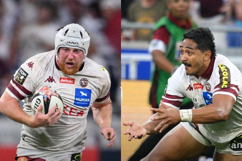 Maxime Lamothe a inscrit le premier triplé de sa carrière face à Toulon, avec notamment un service de Yoram Moefana pour son second essai. (A. Mounic/L'Équipe)