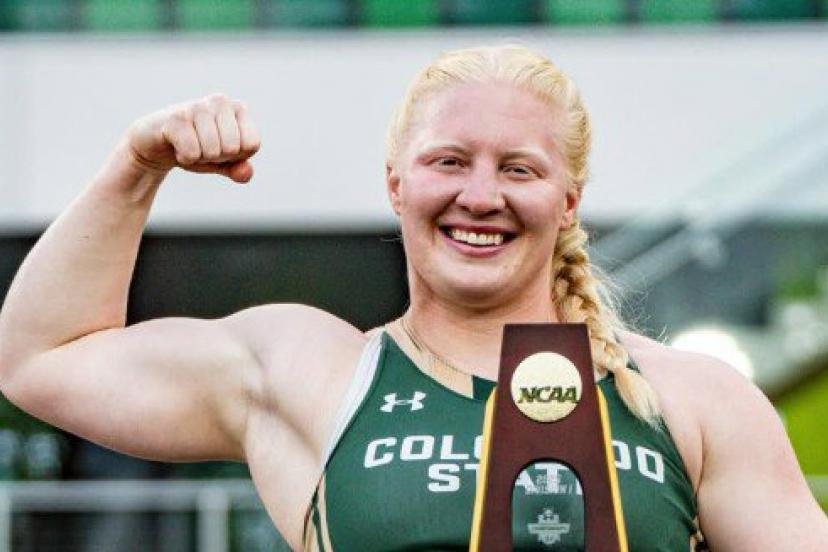Mya Lesnar à l'issue de sa victoire, vendredi. (Instagram@csutrackfieldxc)