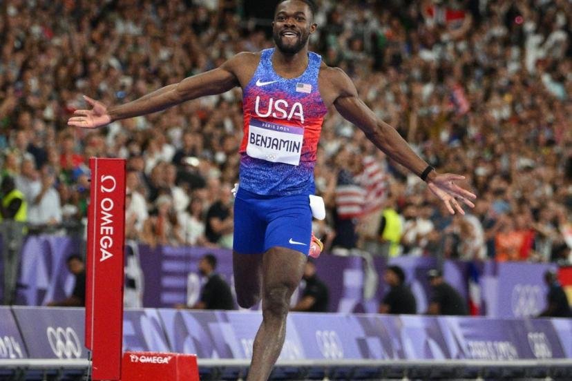Le champion olympique 2024 du 400 m haies Rai Benjamin revient à Paris. (A. Mounic/L'Équipe)