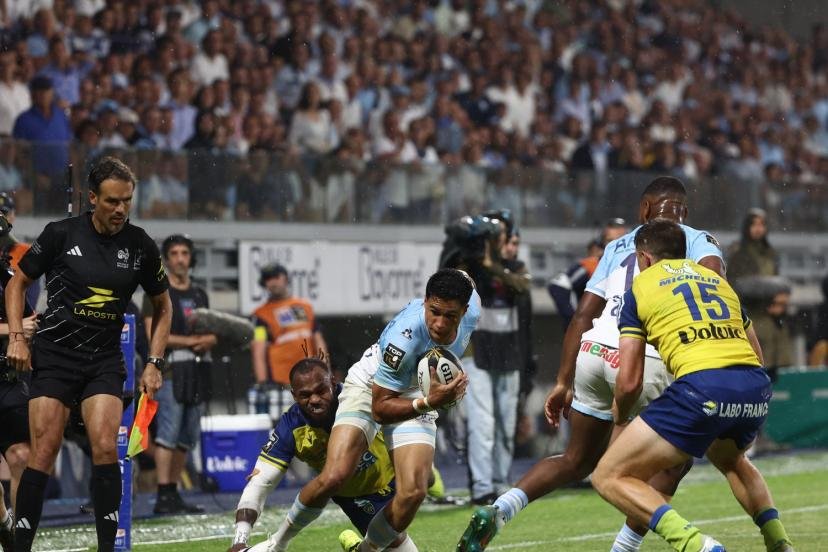 Tom Spring a inscrit le seul essai de la rencontre entre Bayonne et Clermont. (R. Perrocheau/L'Équipe)