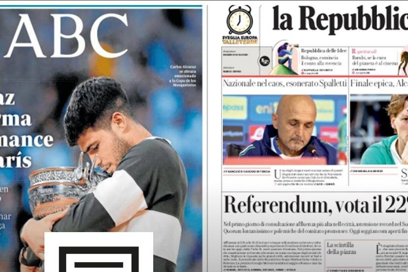 Carlos Alcaraz et Jannik Sinner ont été encensés par la presse de leur pays. (@ABC @LaRepublicca)