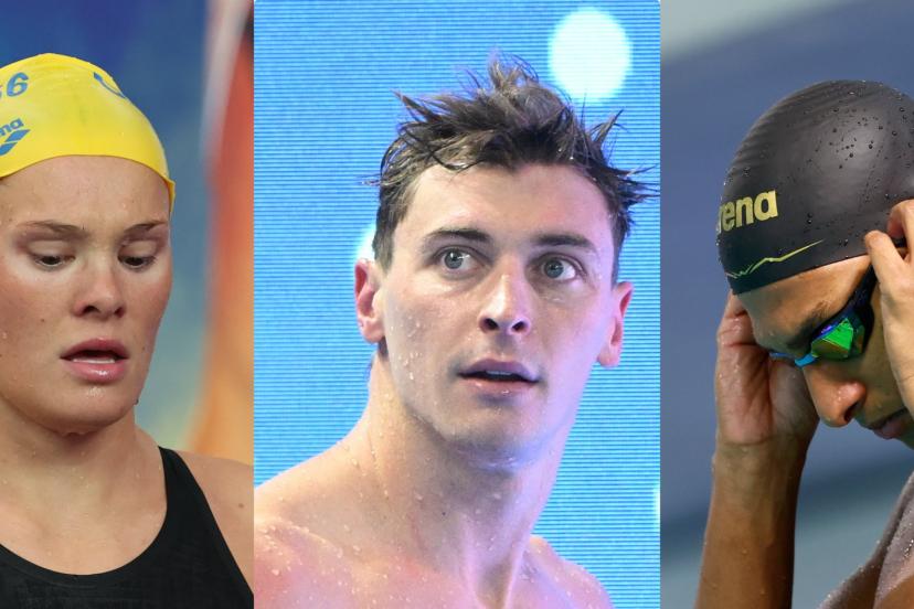 Pauline Mahieu, Maxime Grousset et Yohann Ndoye-Brouard seront dans les bassins ce lundi. (L'Équipe)