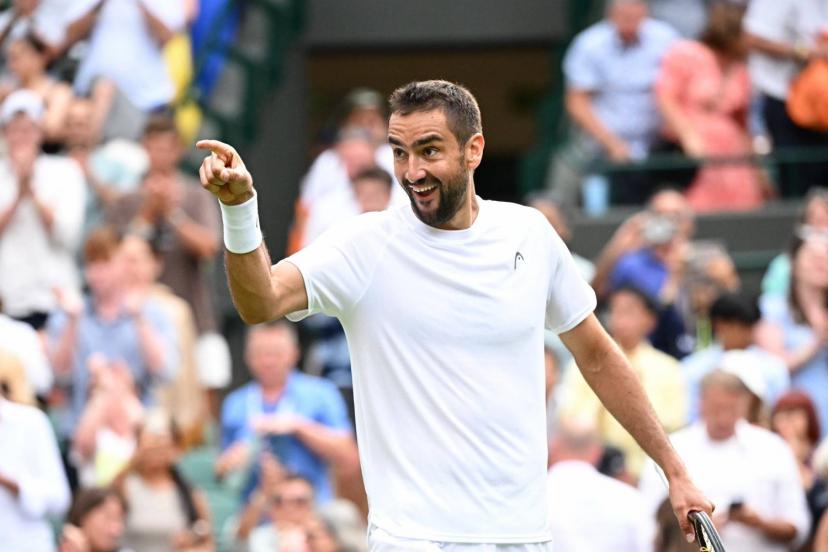 Marin Cilic lors de sa victoire contre Jack Draper ce jeudi à Wimbledon. (P. Lahalle/L'Equipe)