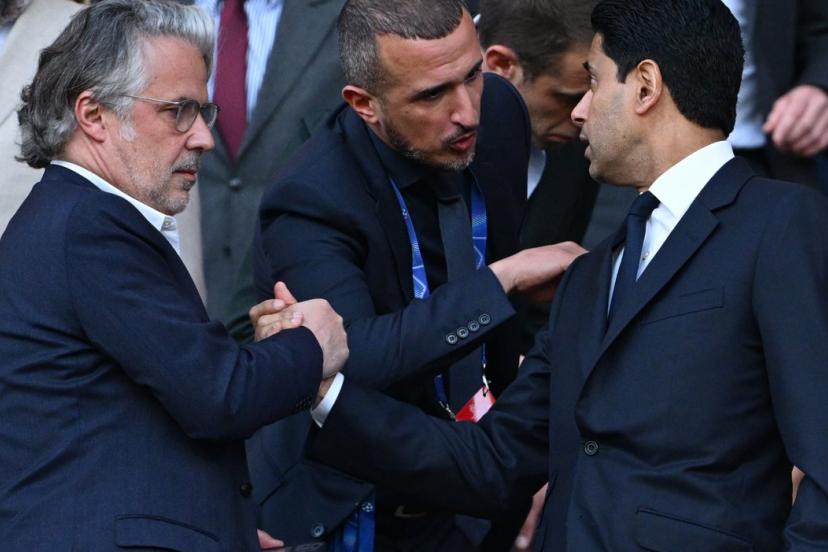 Le président de la LFP Vincent Labrune et celui du Paris Saint-Germain Nasser al-Khelaïfi sont visés par une plainte déposée par l'association AC !! Anti-Corruption. (F. Faugère/L'Équipe)