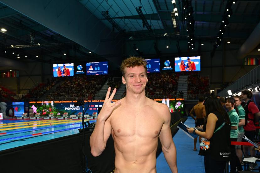Léon Marchand a décroché son sixième titre mondial individuel. (F. Faugère/L'Équipe)