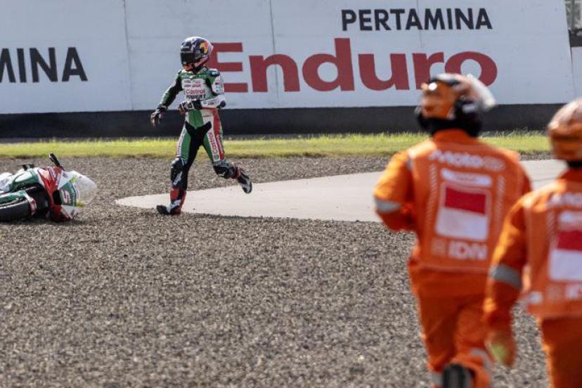 Johann Zarco est une fois de plus tombé samedi, lors du sprint, à trois tours de l'arrivée.  (V.Sanovri/Icon Sport)